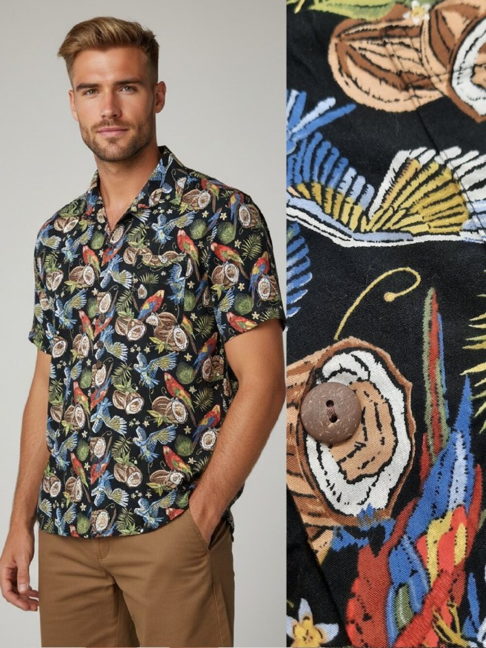 Y2K 100% cotton tropical theme shirt - High Surf brand
